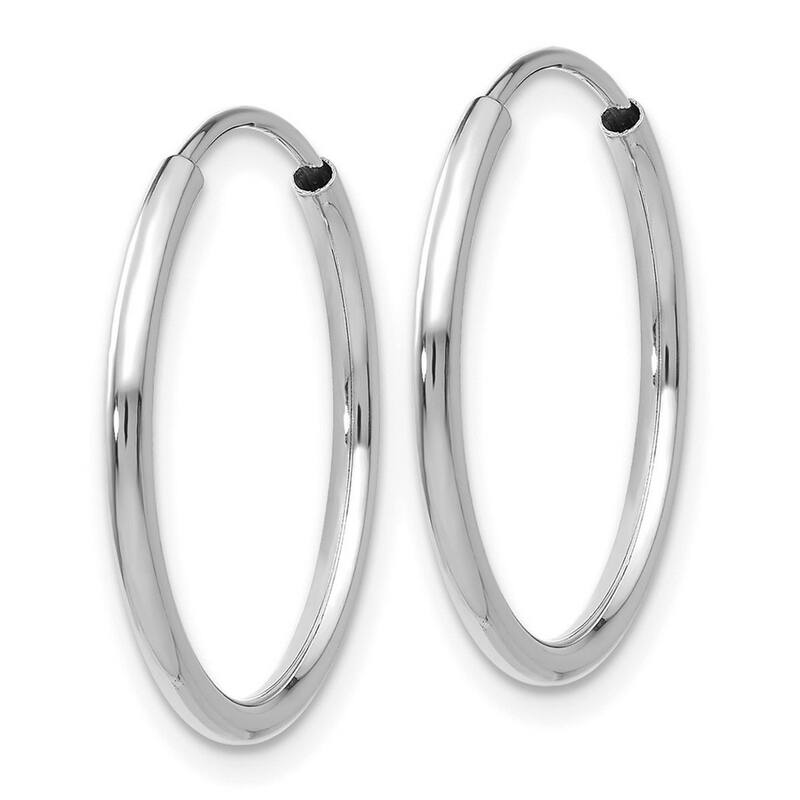 Curata 14k White Gold Polished Endless Hoop Earrings - 17x17mm