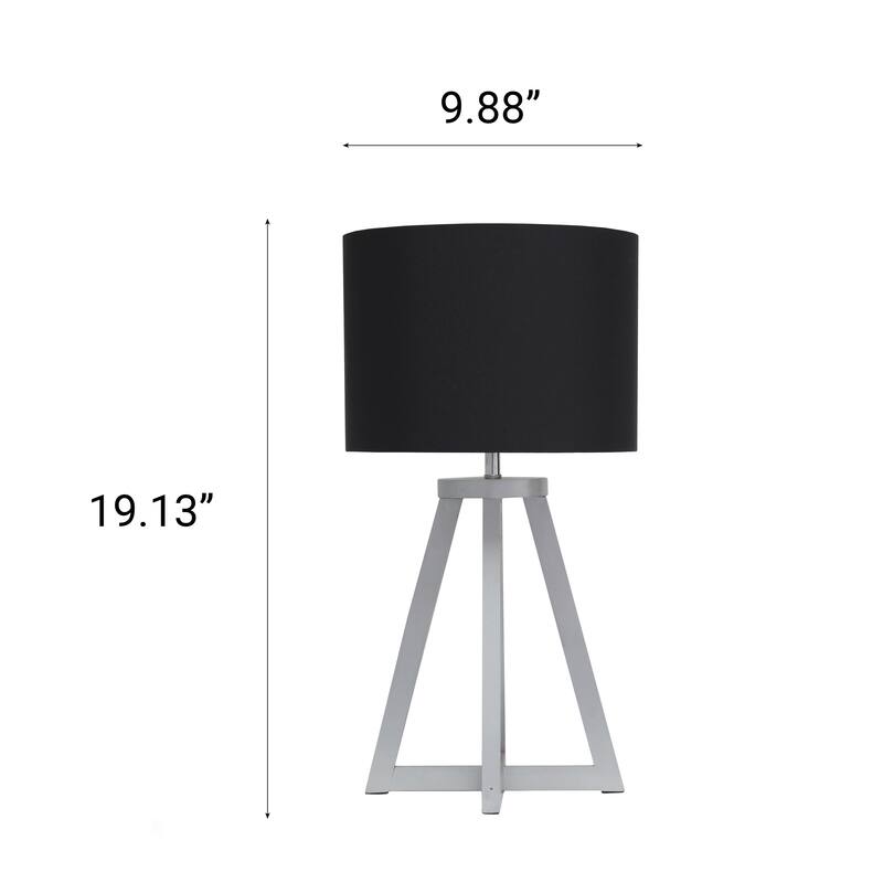 Wood Tripod Table Lamp with Drum Shade for Bedroom Decor - 9.75 x 9.75 x 19 in. (L x W x H)