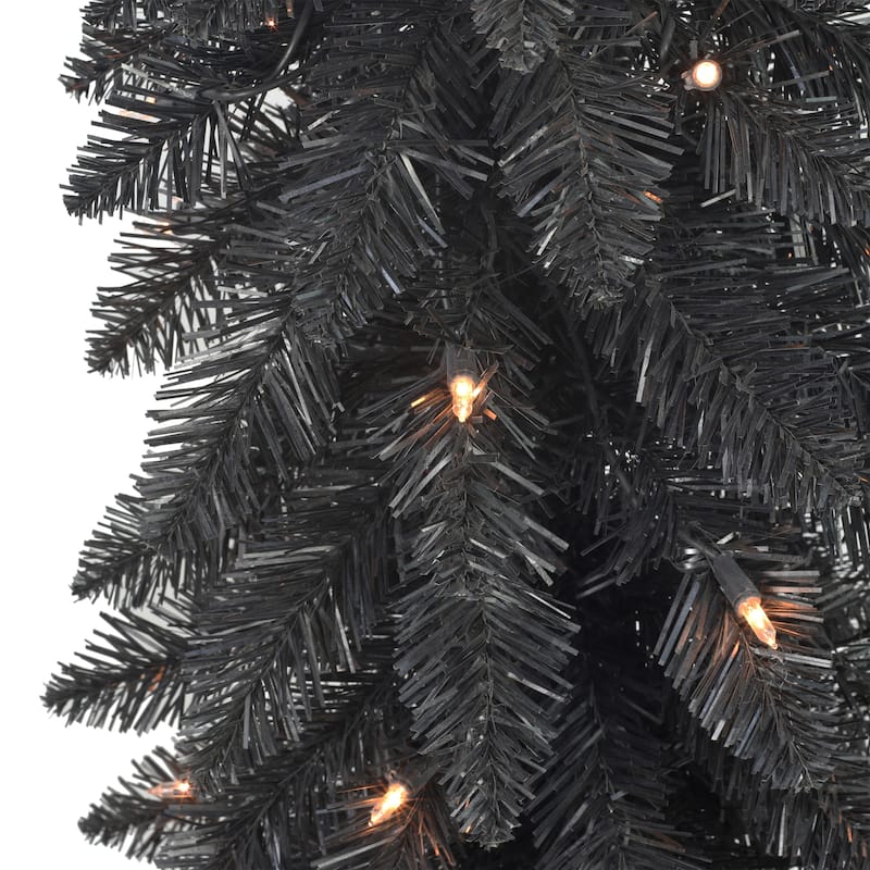 Puleo International 4 ft Pre-Lit Black Artificial Alpine Pencil Tree