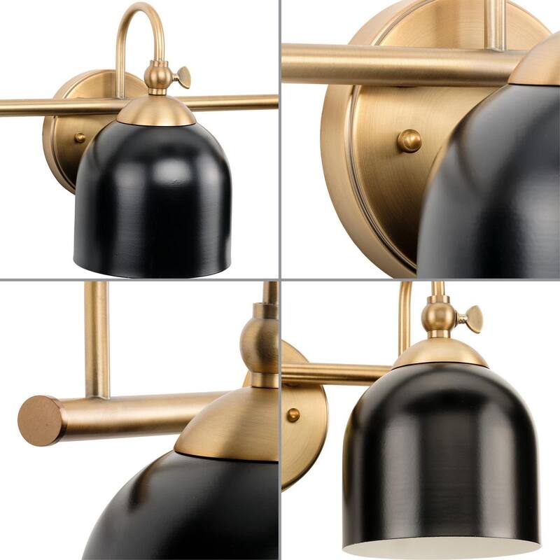 Dalton Collection Three-Light Brass Metal Shade Bath Vanity Light - 24 in x 7.37 in x 9 in