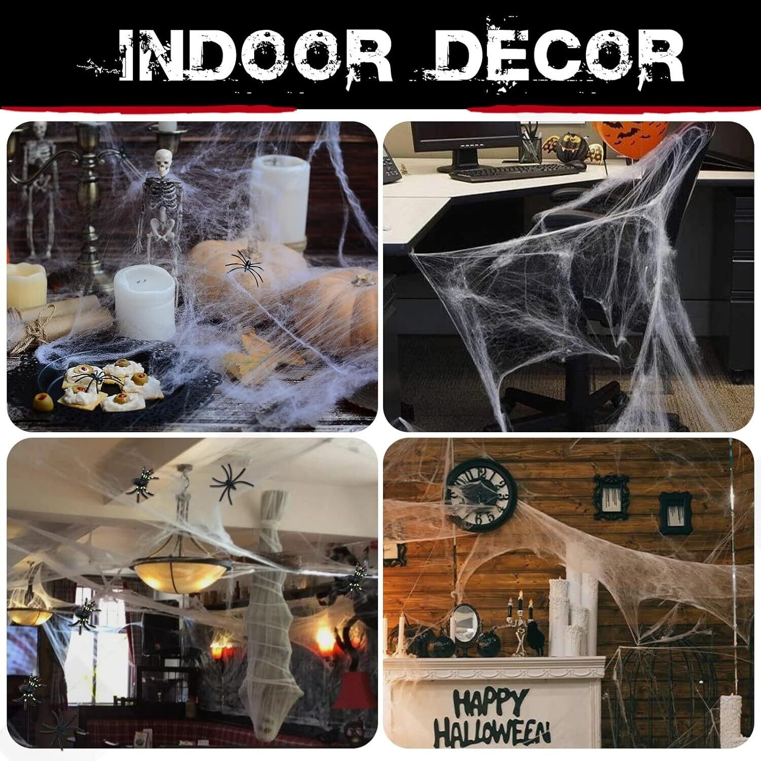 Kit De Telarañas Halloween 200g Con 40 Arañas De Plástico | Decoración Espeluznante Para Fiestas Y Jardín