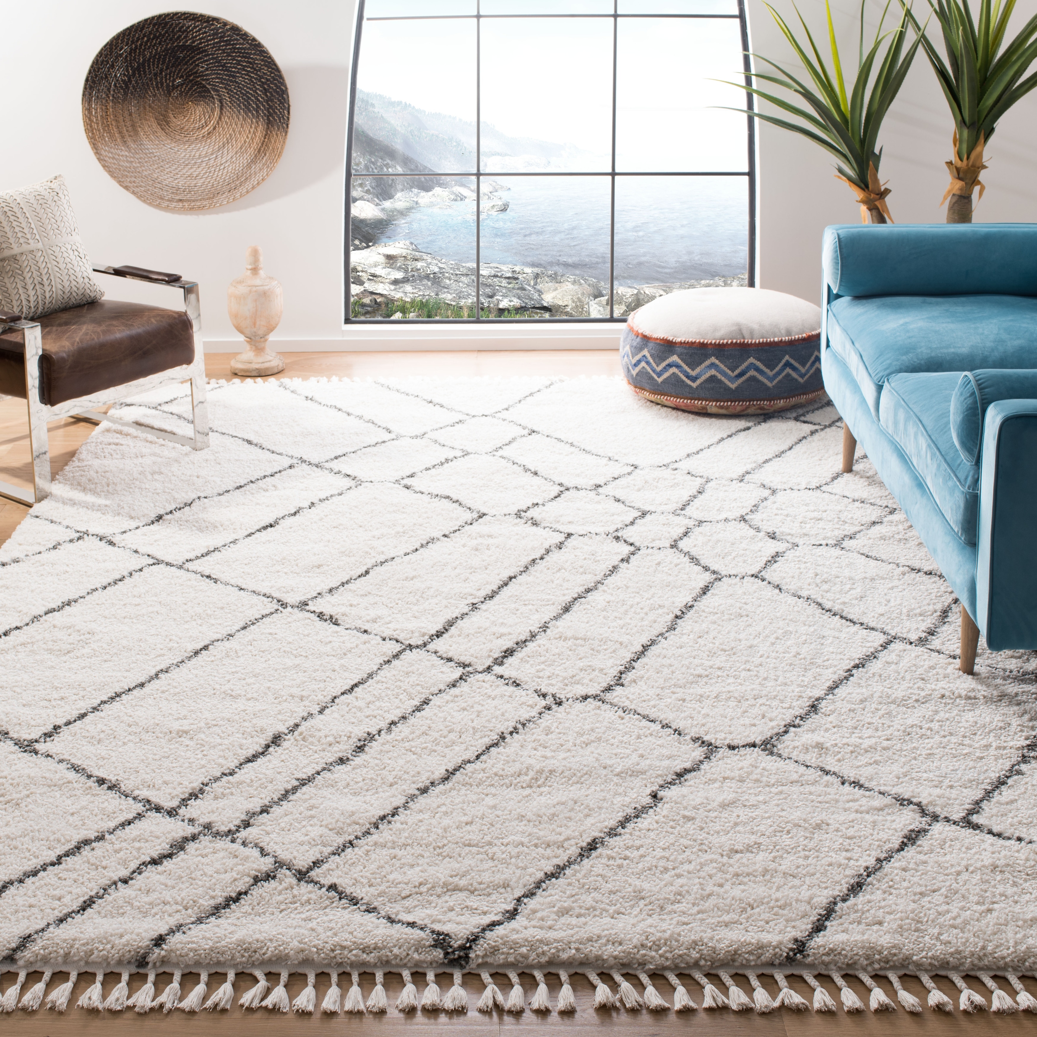 SAFAVIEH Moroccan Fringe Shag Ethyle 2-inch Thick Rug - Overstock