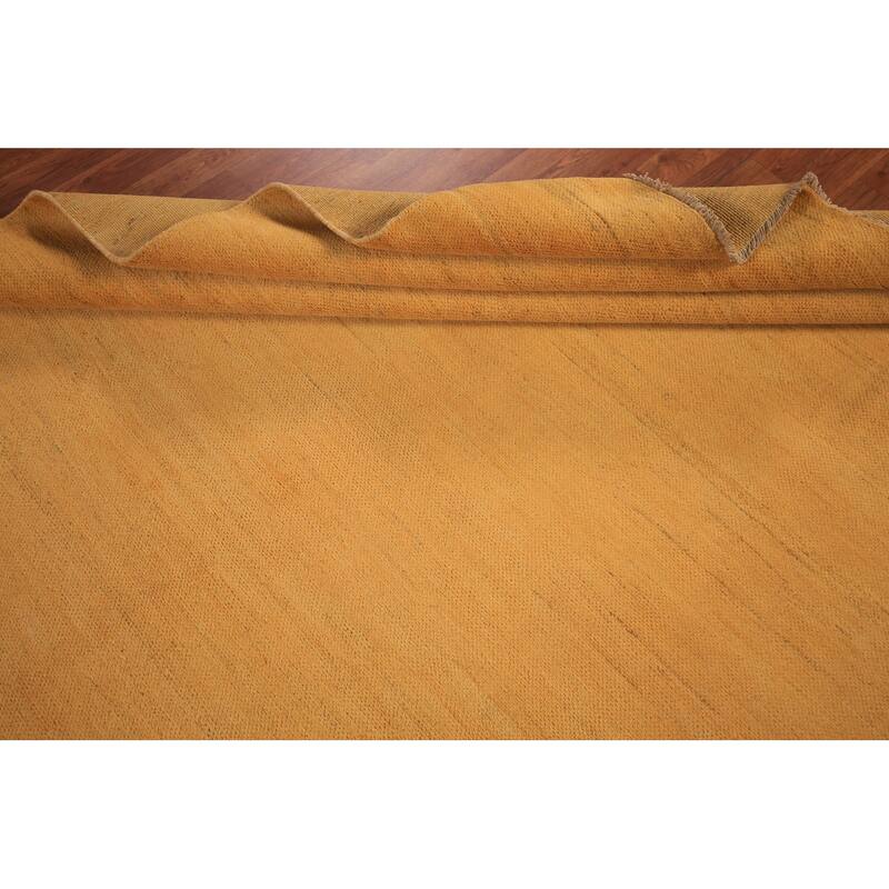 Modern Yellow Gabbeh Area Rug Hand-Knotted Wool Carpet - 6'6" x 9'9"