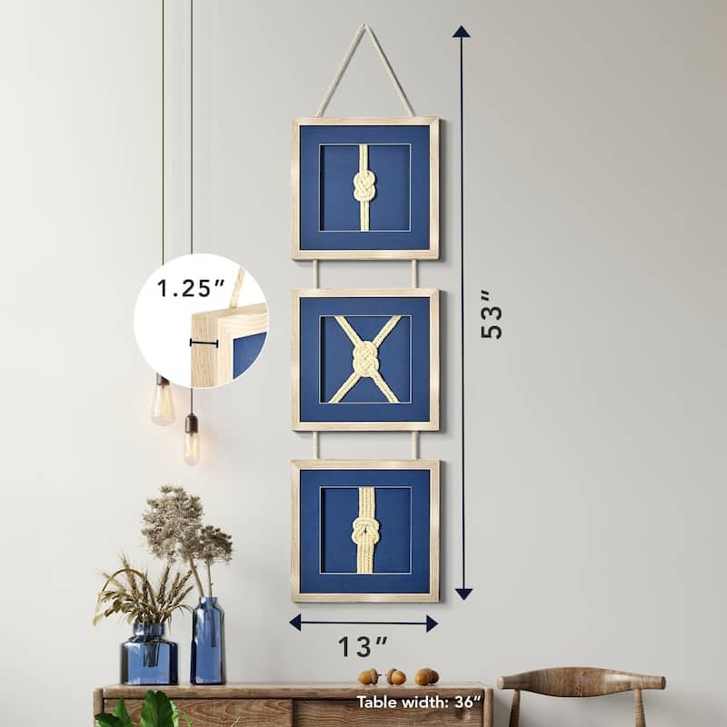 American Art Decor Naut Shore Framed Nautical Knots Vertical Wall Decor Set