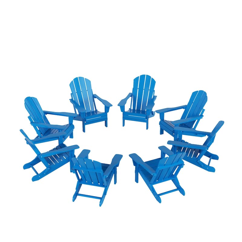 Polytrends Laguna Hdpe All Weather Outdoor Patio Foldable Adirondack Chairs (Set Of 8)