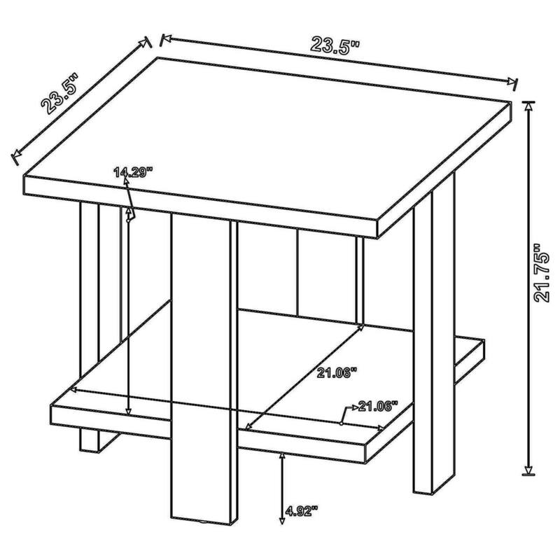 23.5 in. Mango Brown Square Wood End Table, Sturdy Build End Side Table for Living Rooms