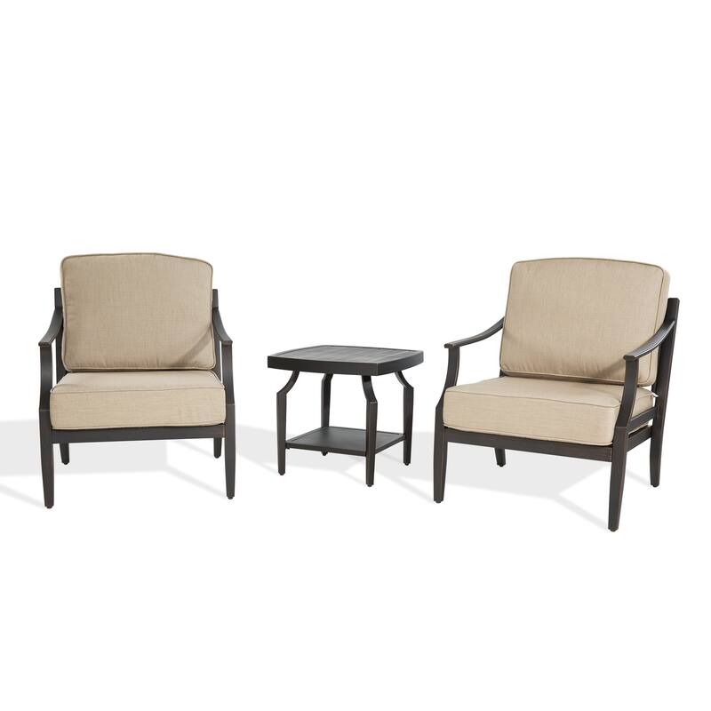 Patio Aluminum Conversation Sofa Set With Sunbrella Cushions