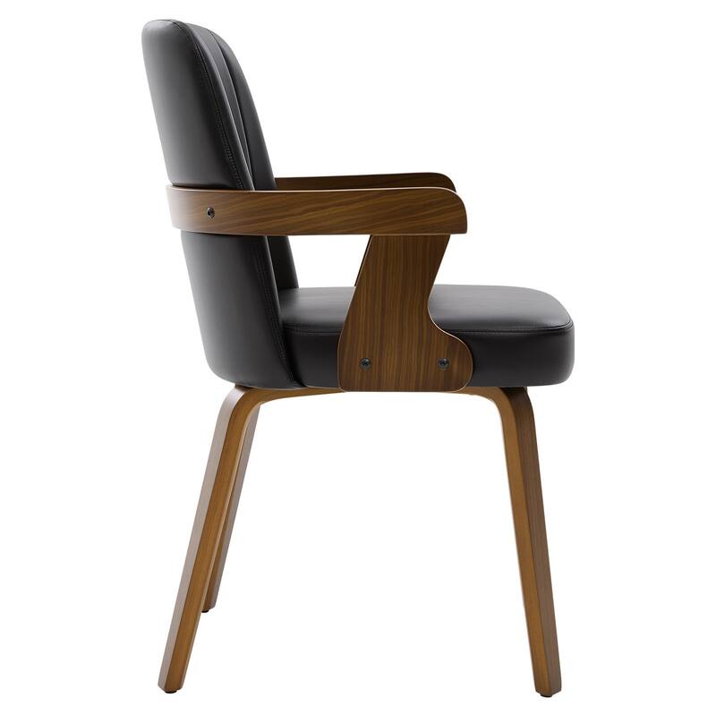 Mid-century Modern Upholstered Dining Chairs Bentwood Side Chairs with Armrests - 34.3"H x 19.9"W x 22.1"D