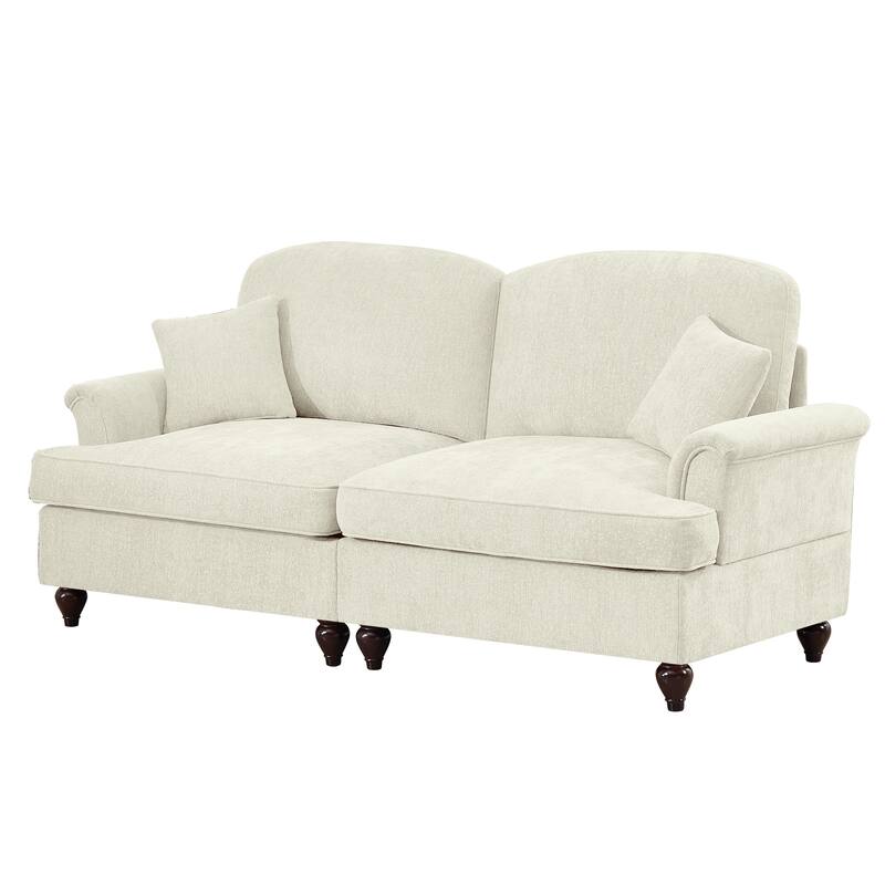 GDFStudio - Elegant Mid Century Oversized 2-Seater 76.4" Chenille Sofa with Flared Arms