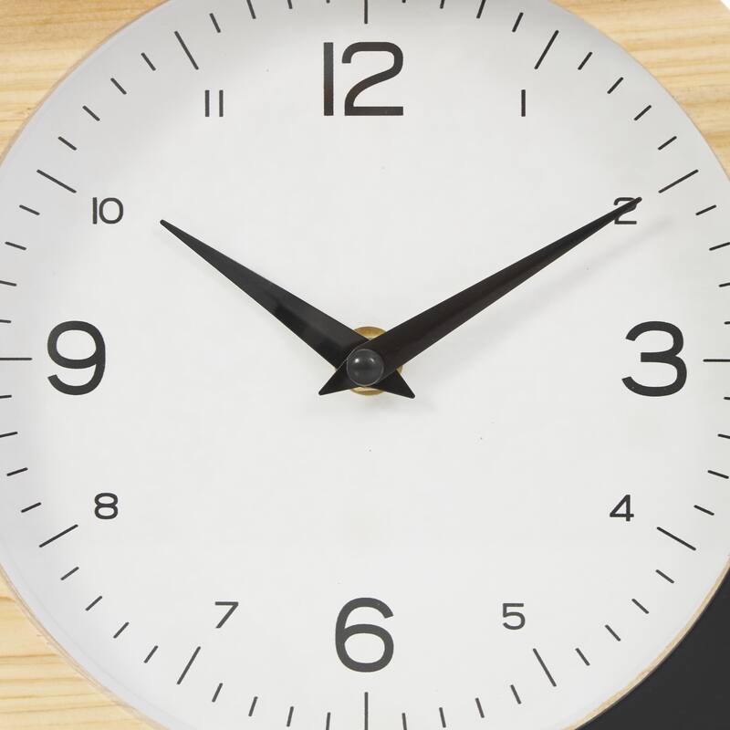 Wood Round Abstract Decorative Clock - Light Brown - Roche River Decor