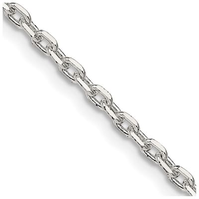Curata 925 Sterling Silver 2.75mm Beveled Oval Cable Chain Necklace (Lobster)