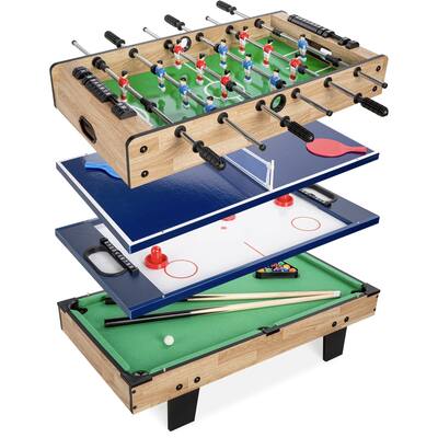4-in-1Game Table Set w/ Air Hockey, Table Tennis, Billiards, Foosball