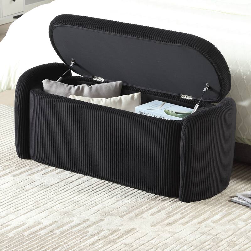 Entryway Upholstered Fabric Storage Ottoman
