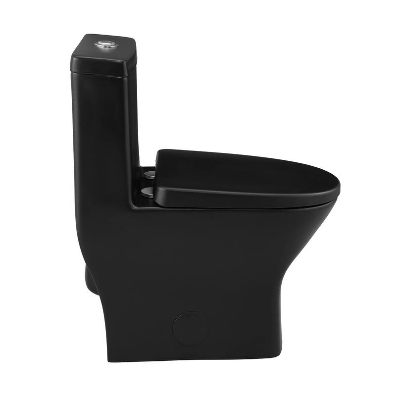 Malta Ii One-Piece Round Toilet Dual-Flush 1.1/1.6 Gpf In Matte Black - 24" x 14" 28.75"