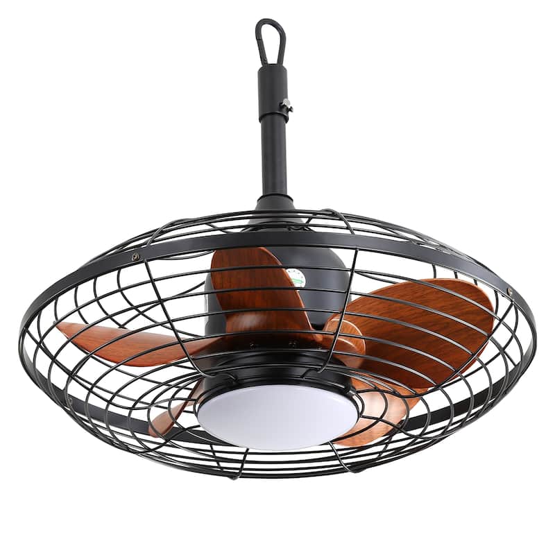 20" Downrod Mount Ceiling Fan LED with Hanging and Hook for Outside Patios Pergola - Black