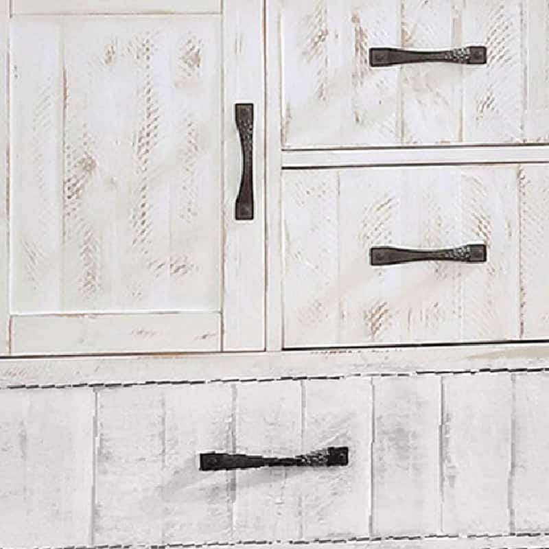 Chest with Plank Design 4 Drawers and Contrasting Top, White and Brown