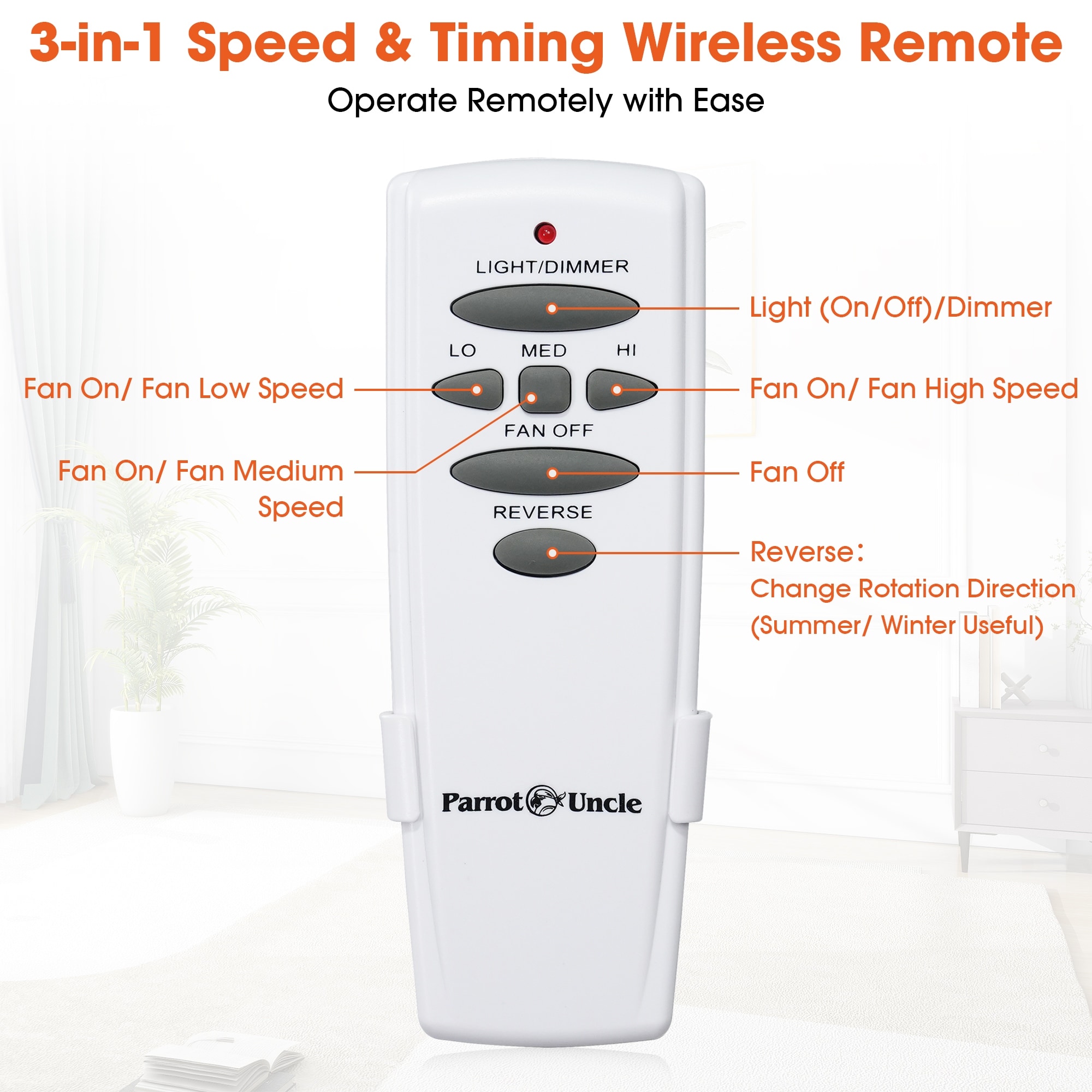 Fan Remote Controller Kit, 4 Timing 3 Speeds Universal Ceiling Pendant Fan Lamp Wireless Remote Controller Kit For Home - View #4