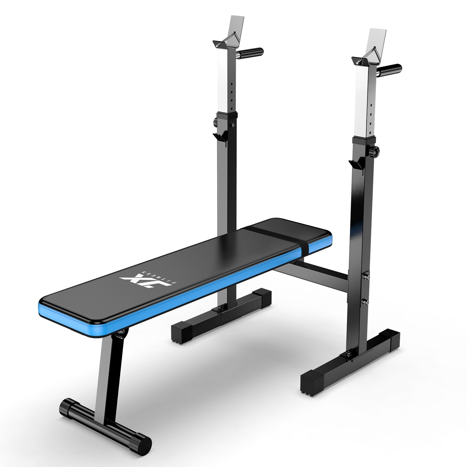Adjustable folding fitness barbell rack and weight bench sales