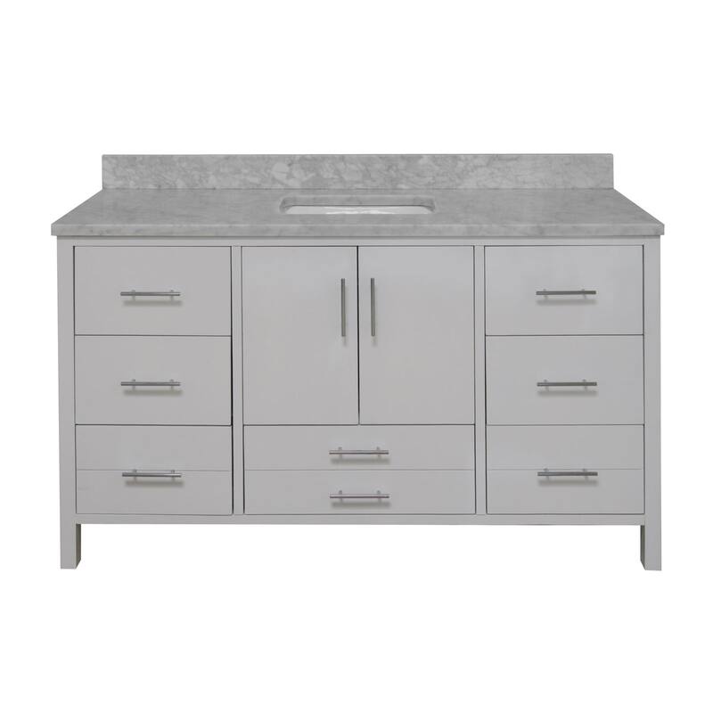 KitchenBathCollection California 60" Single Bathroom Vanity with Carrara Marble Top