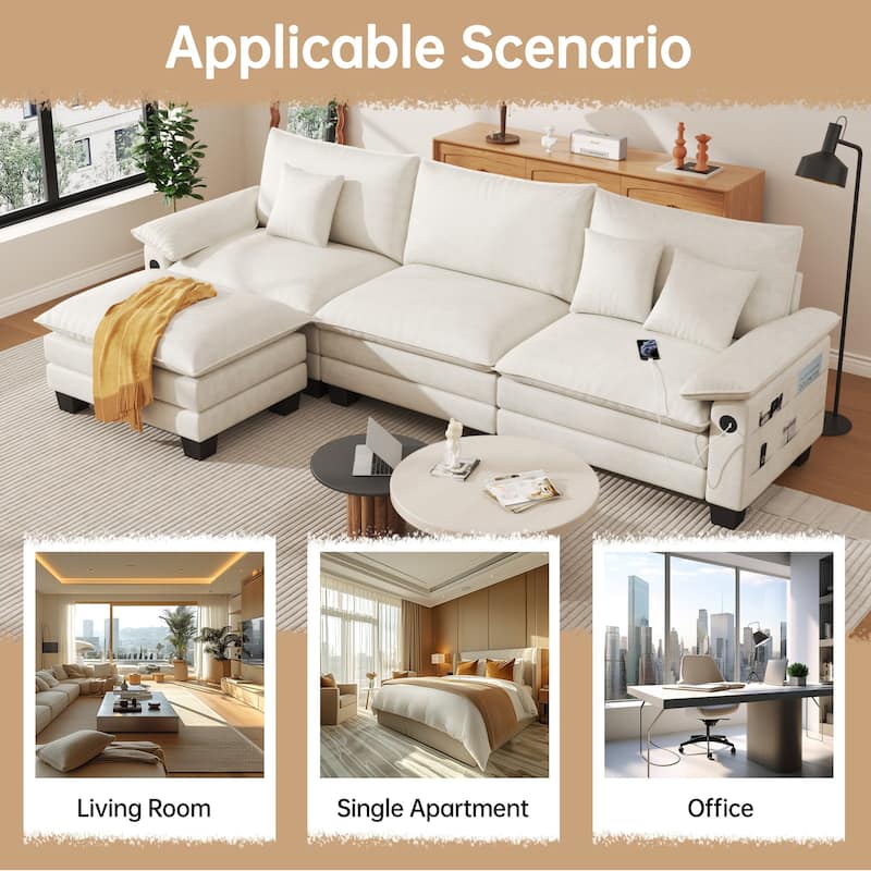 Modular Sectional Sofa Set Convertible Sectional Sleeper Sofa with Chaise for Apartment