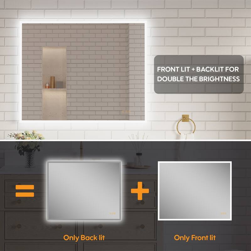 Modern Wall Mounted LED Bathroom Frontlit/Backlit Mirror With PMMA Diffuser