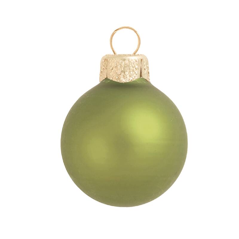 Matte Christmas Glass Ball Ornaments - 2.75" (70mm) - Olive Green - 12ct