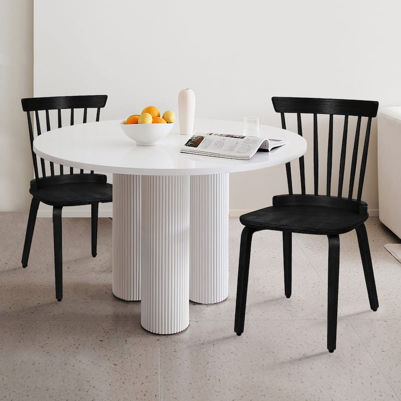 Farmhouse Spindle-back Windsor Dining Chairs with Bentwood Legs, Black - 33.5"H x 17.72"W x 19.7"D