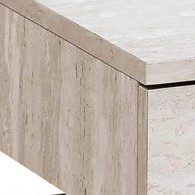 Modern 23-inch Beige and Gold End Table Rectangular Top with Drawer Perfect for Living Room - 18.25”L x 12.75”W x 23.25”H
