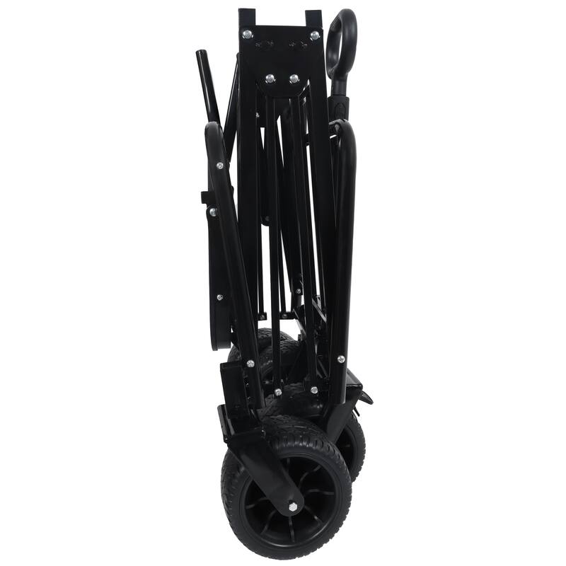 3-in-1 Convertible Folding Wagon Cart with Bench Seat & Rear-Mounted Folding Tabletop,180L Capacity All-Terrain Wheels