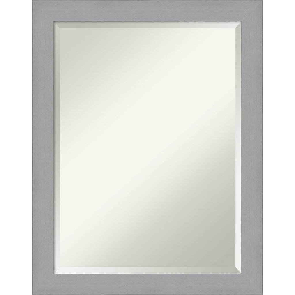Beveled Bathroom Wall Mirror - Brushed Nickel Frame
