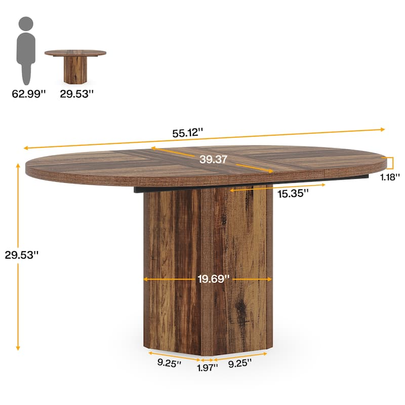 Oval Conference Table, 55.12 L x 39.37 W x 29.53 H Inches Small Meeting Table Seminar Table for 6 People