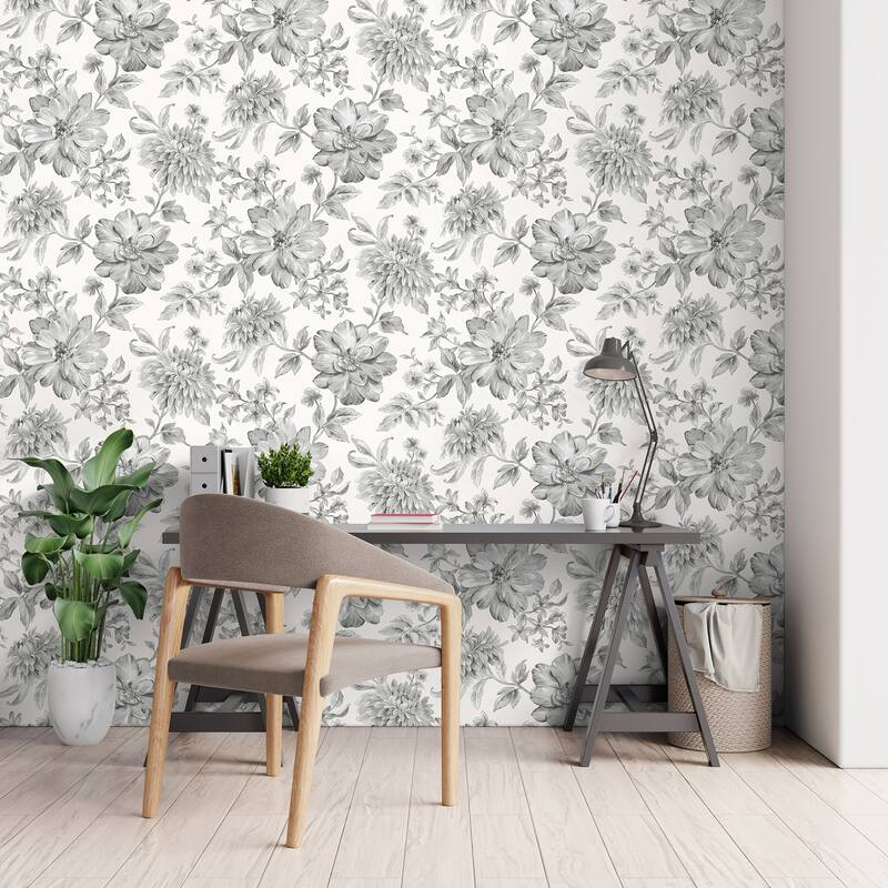 Fine Decor Gabriela Grey Floral Wallpaper
