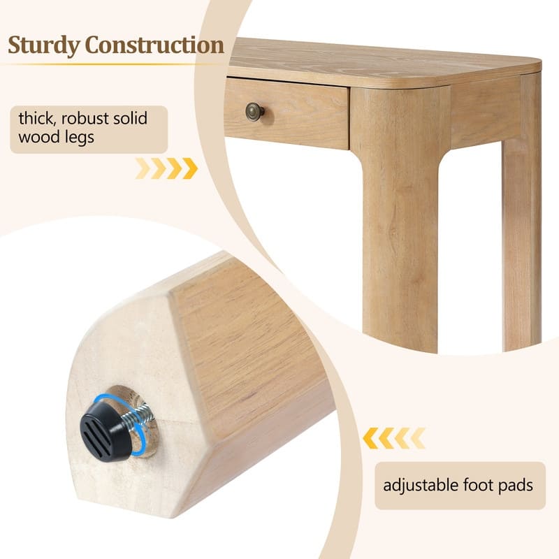 Rustic 52" Console Table with Drawers and Curved Legs for Entryway or Living Room Decor