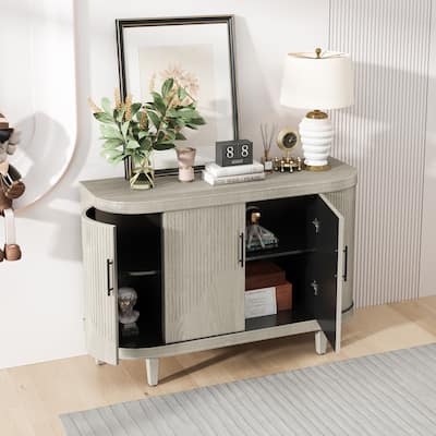 Champagne Storage Cabinet Curved Buffet Sideboard Console Table