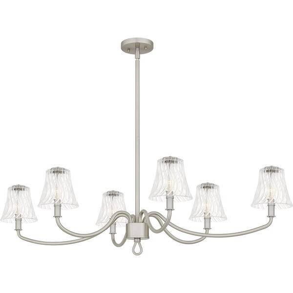 slide 2 of 7, McKinney 6-Light Brushed Nickel Linear Chandelier