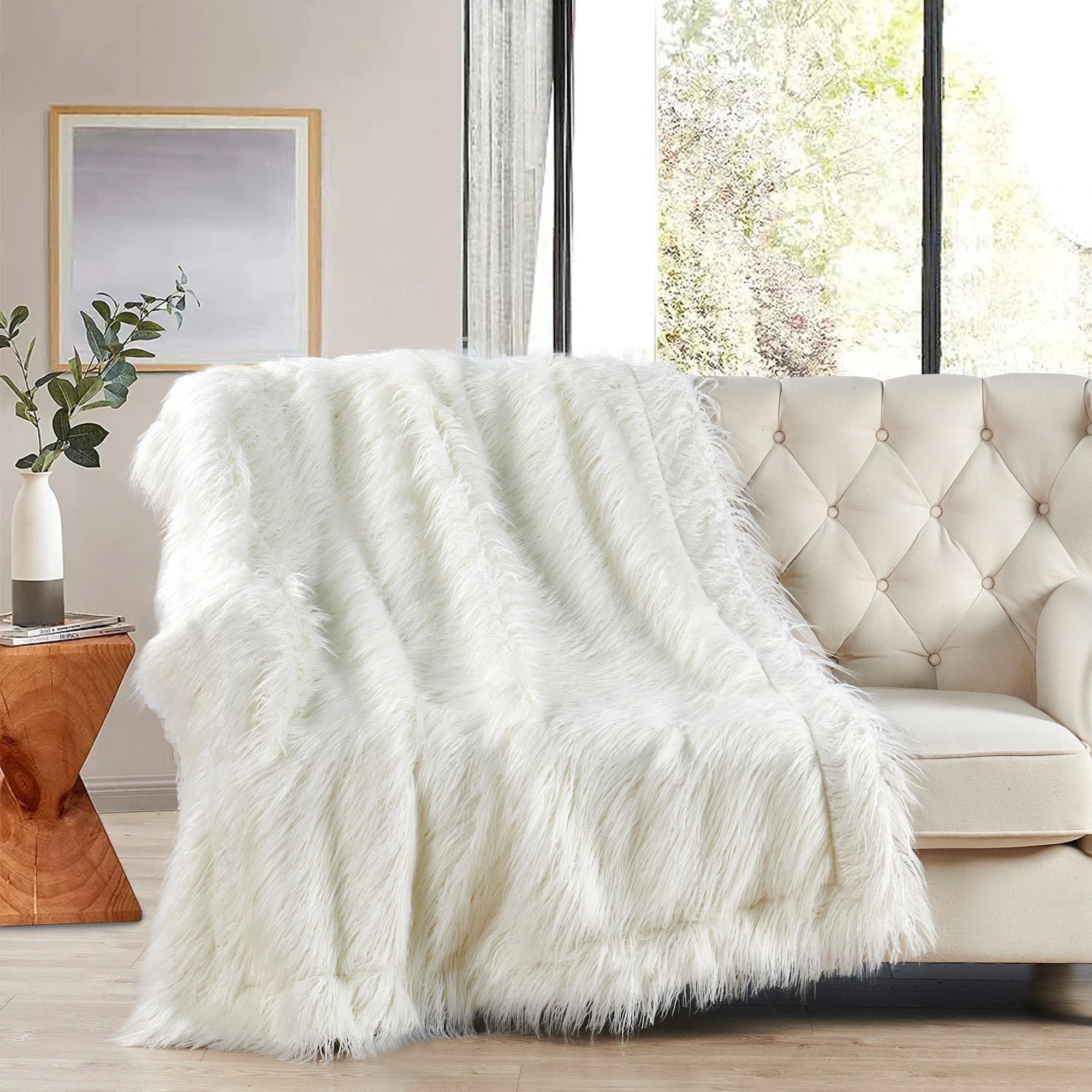 Karenne Shaggy Fauxfur Throw Blanket