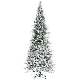 9ft Artificial Snow Flocked Christmas Tree with Realistic Winter Design