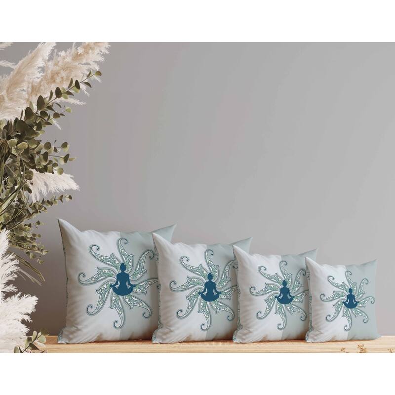 Mystic Silence Indoor/Outdoor Reversible Throw Pillow Blue and Opal