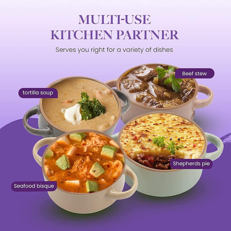 American Atelier Glazed Soup Bowls with Handles Set of 4 - 16 oz.