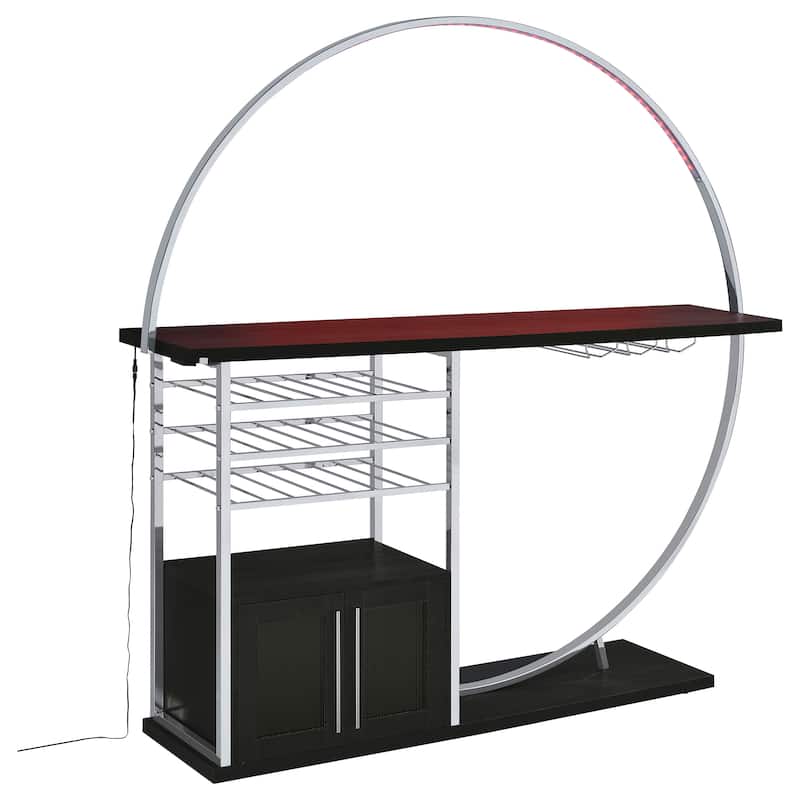 Risley 2-door Circular LED Home Bar with Wine Storage
