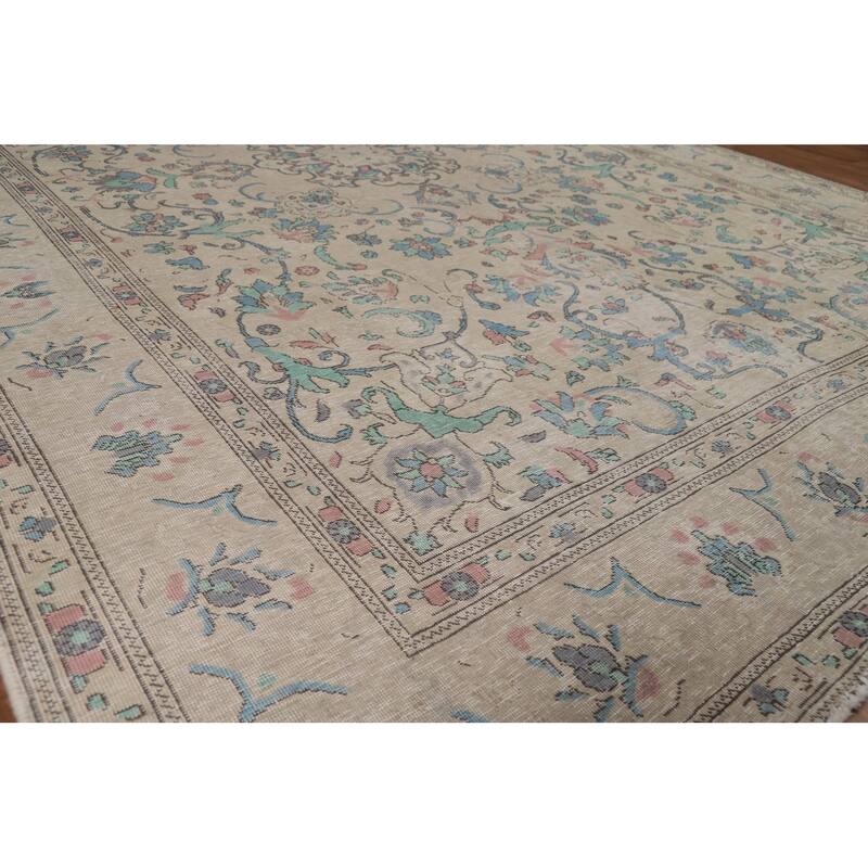 Floral Tabriz Persian Area Rug Traditional Hand-Knotted Wool Carpet - 7'9"x 10'11"