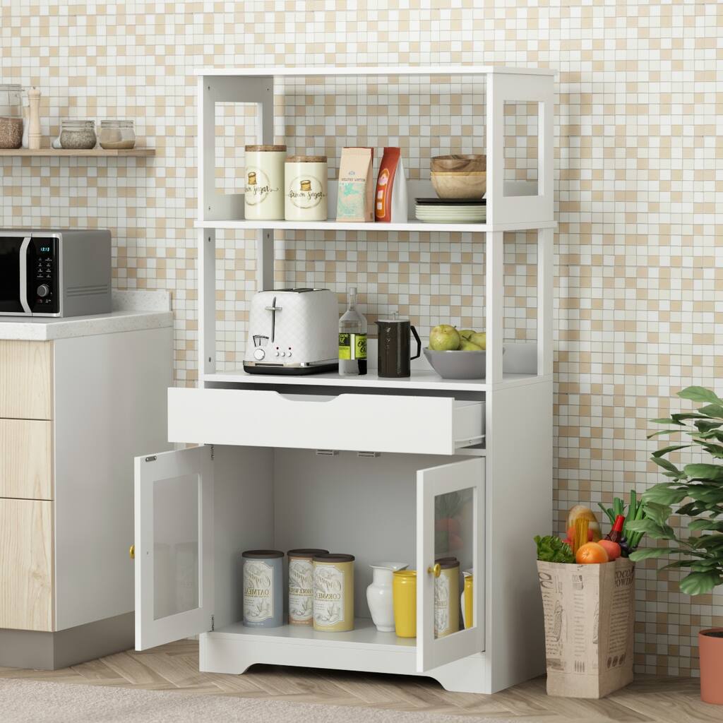 Modern Kitchen Microwave Cabinet with Shelf Drawer by Kerrogee - 55.1"H