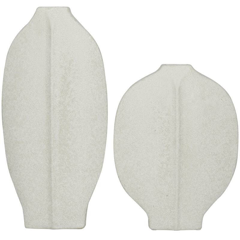 Ceramic Textured Decorative Vase - Set of 2 White or Black - CosmoLiving by Cosmopolitan - White - 18", 13"H