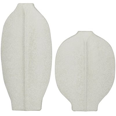 Ceramic Textured Decorative Vase - Set of 2 White or Black - CosmoLiving by Cosmopolitan