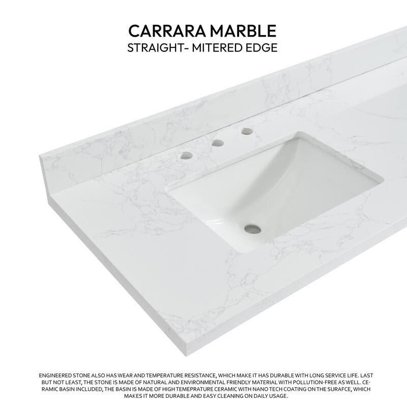 Jaen Composite Stone Vanity Top with White Rectangular Sink