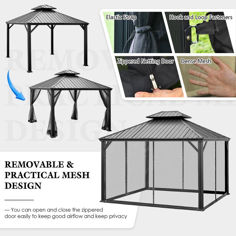 Costway 12ft x 10ft Hardtop Gazebo 2-tier Outdoor Galvanized Steel - See details
