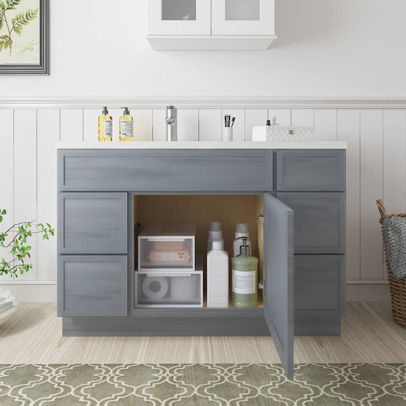 Vanity Art 48" Birch Freestanding Bathroom Vanity Cabinet without Top