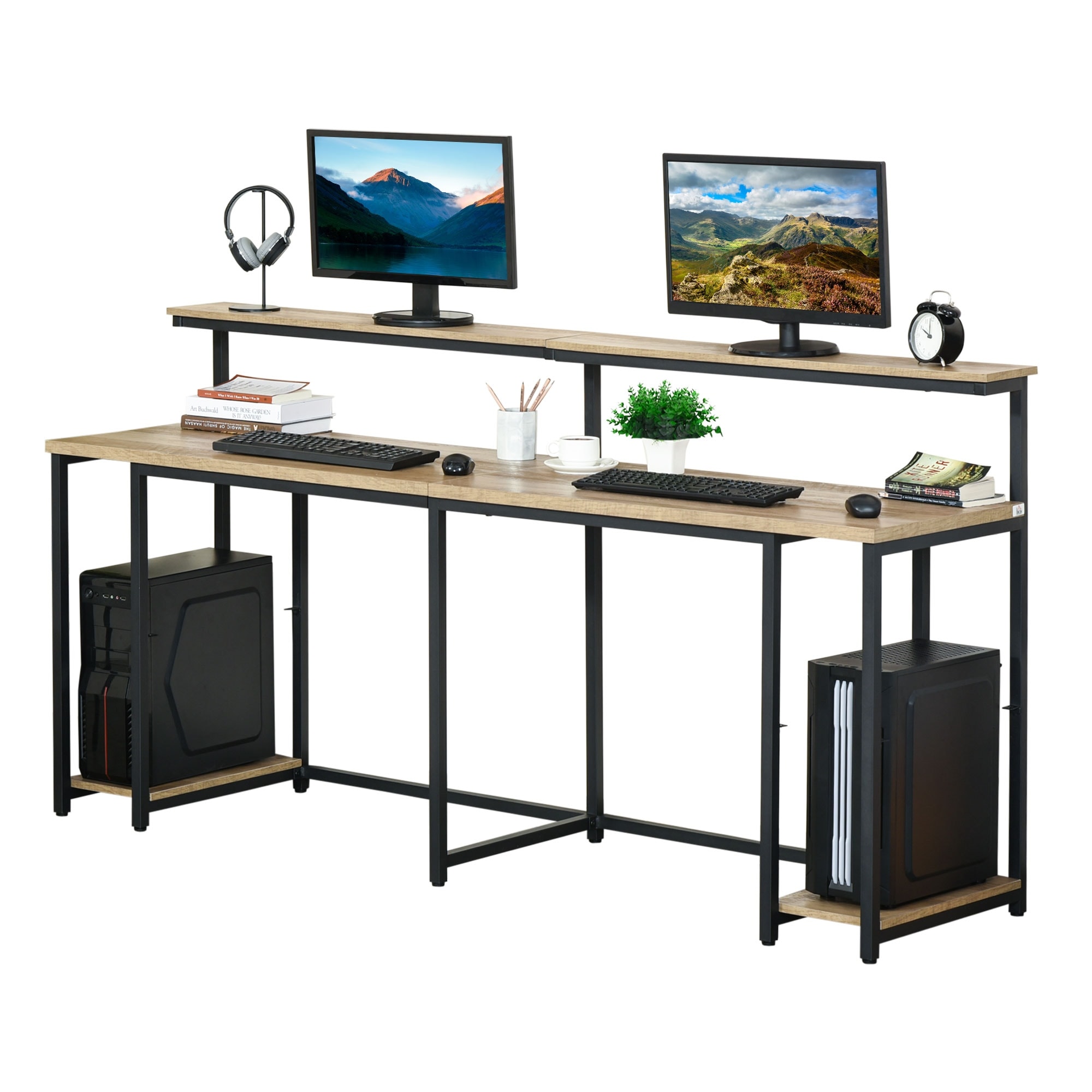 HOMCOM 2 Person Home Office Computer Desk Double PC Study