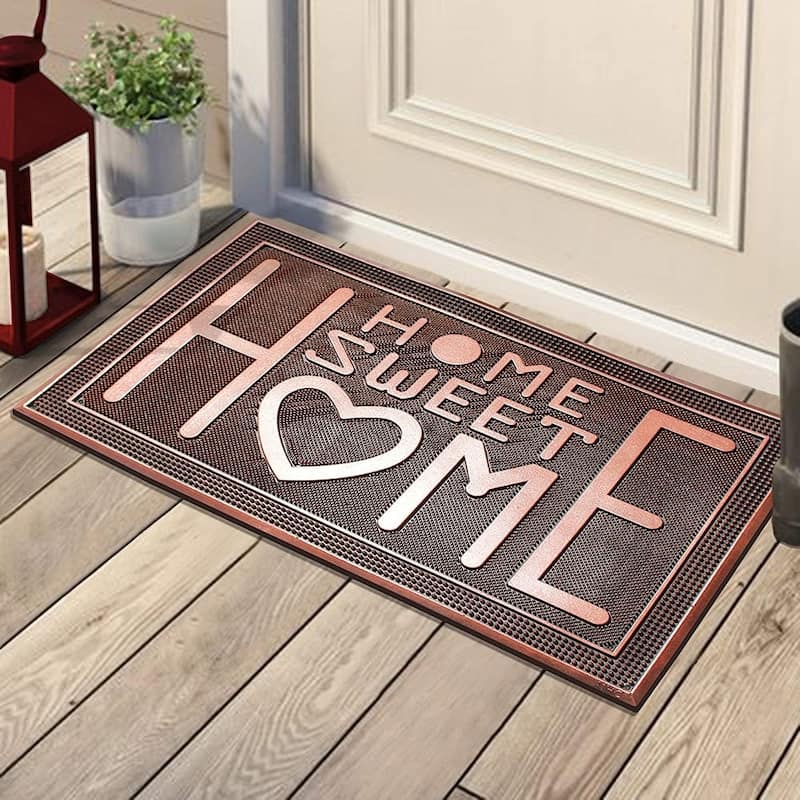 A1HC Home Sweet Home Rubber Pin Mat Heavy Duty Doormat, Copper - 24"x39"