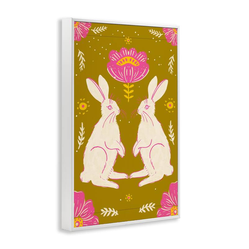 Stupell Mirrored Spring Bunnies Framed Giclee Art Design By Hannah Moren